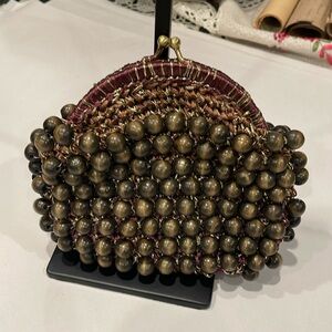 Felix Rey New York Cosmetic Bag Clutch | Wooden Beads & Wicker 16x19 cm